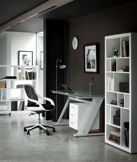 Home Office In Black And White Interior Design Ideas