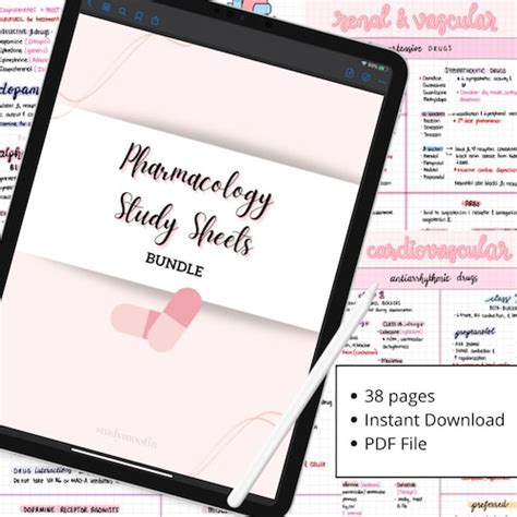 Pharmacology Study Sheets Bundle Pharmacology Notes Bundle Etsy