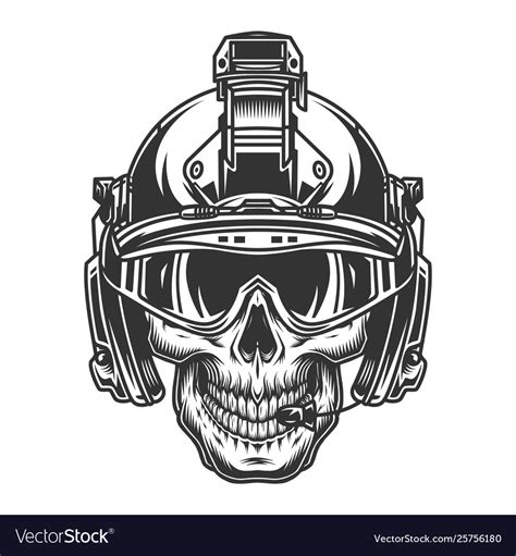 Skull In Modern Military Helmet Royalty Free Vector Image