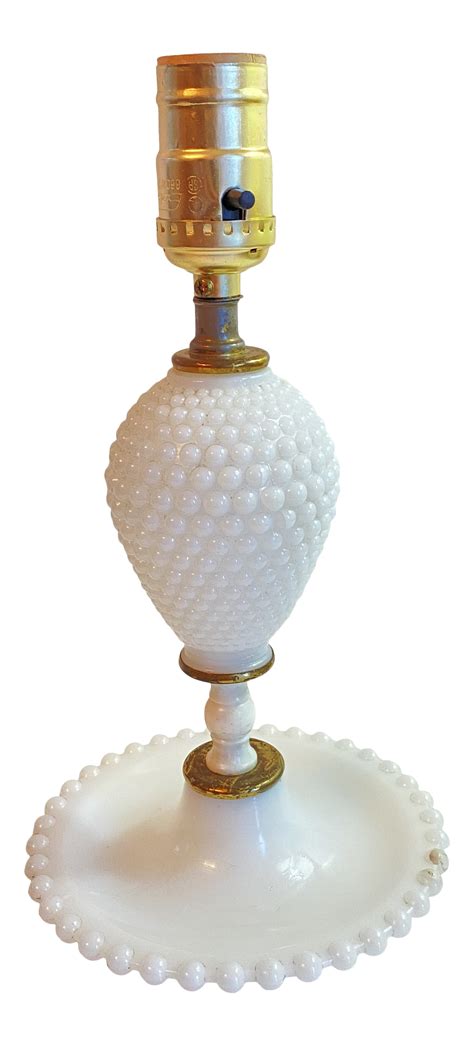 Milk Glass Hobnail Table Lamp Boudoir Lamp Mid Century Lamp Vintage