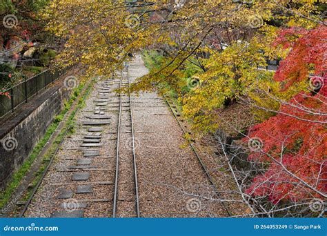 Keage Incline Railroad With Autumn Maple In Kyoto Japan Stock Image