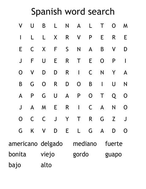 Spanish Word Search Wordmint