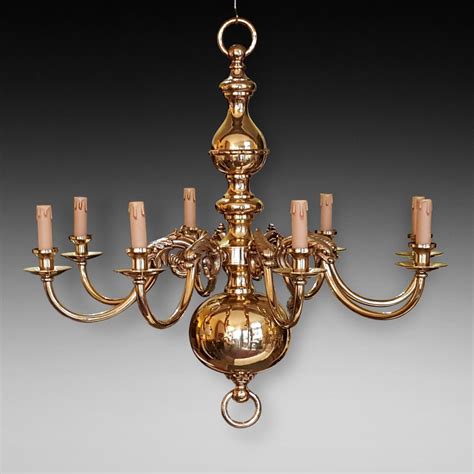 Church Street Antiques And Interiors A Large Brass Eight Branch Chandelier