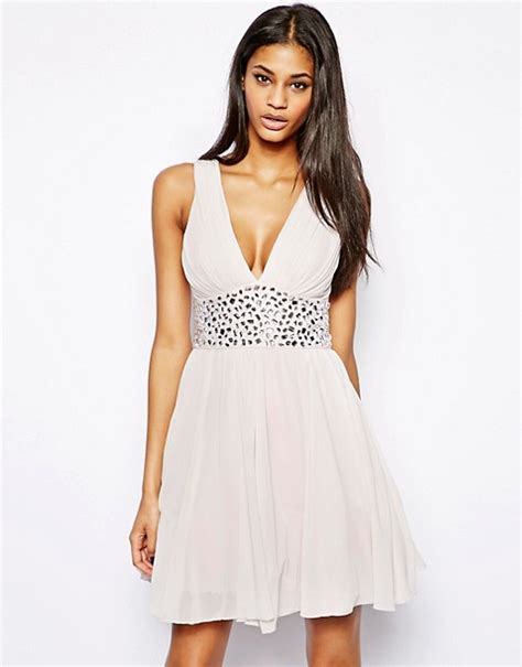 Lipsy Vip Lipsy Vip Embellished Prom Dress With Plunge Neck