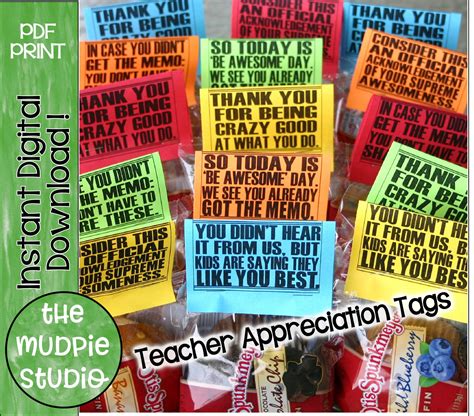 Teacher Appreciation Thank You Tag Label Topper Teacher Etsy