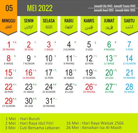 Kalender Masehi Tahun 2022 Lengkap Jawa Hijriyah Dan Hari Libur