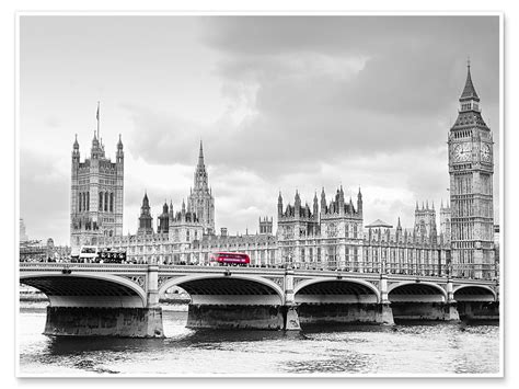 Westminster Bridge With Look At Big Ben And House Of Parliament Print