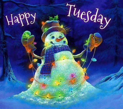 Snowman With Christmas Lights Happy Tuesday Quote Pictures Photos And