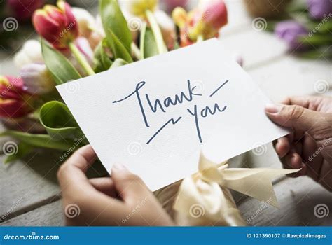 Thank You Card With Bouquet Of Flowers Stock Image Image Of