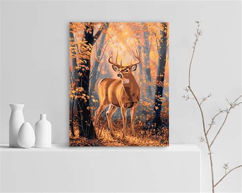 Forest Deer Painting By Numbers Diy Paint By Number Kit Etsy