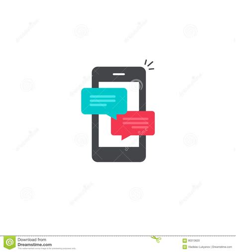 Mobile Phone Chat Message Notifications Vector Icon Smartphone