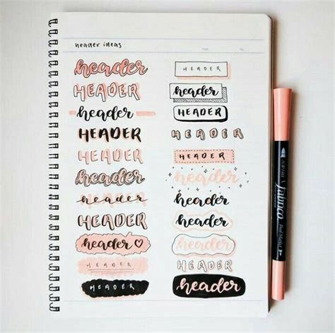 Rosegold Tinted Font Titles For Bujos And Writing Bullet Journal Inspo