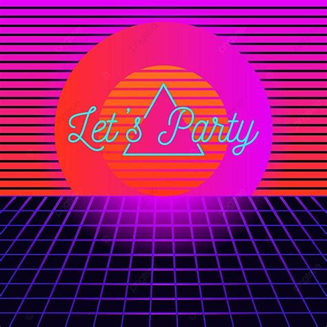 Bright 80s Disco Poster With Retro Neon Colors Vector Template