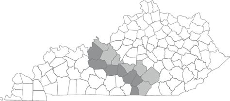 Kentucky Counties Along The Time Zone Border Light Gray Counties Are
