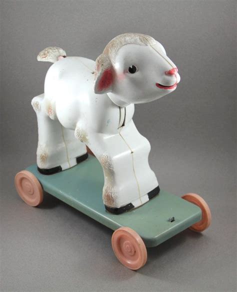 Vintage Knickerbocker Plastic Company Lamb Pull Toy Vintage Hard
