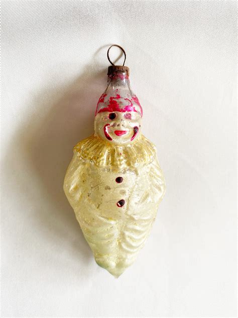 S Glass Christmas Ornament Clown Germany Vintage Glass Diamond Clown Ornament Just