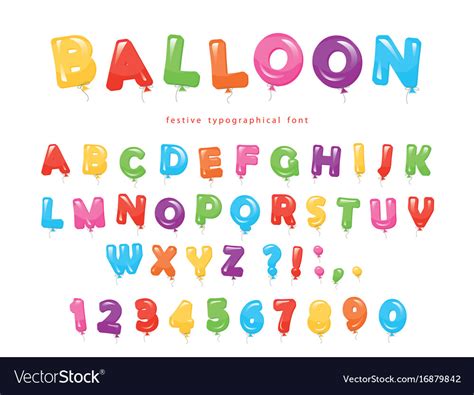 Balloon Colorful Font Festive Glossy Abc Letters Vector Image