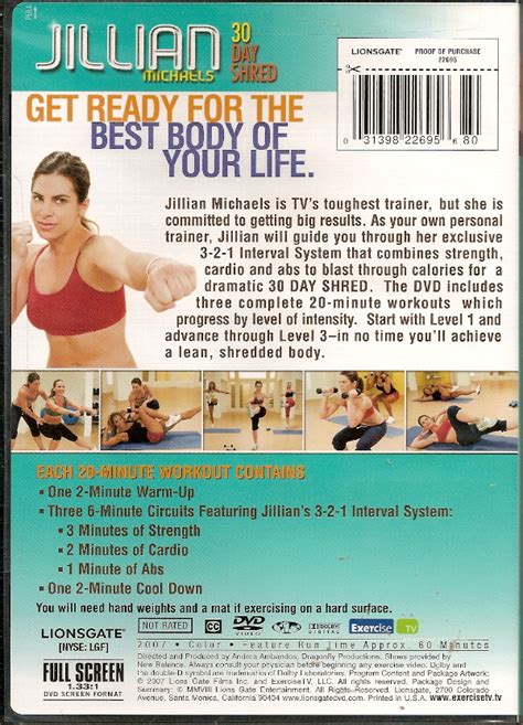 Checkpoints Barcodes Jillian Michaels 30 Day Shred
