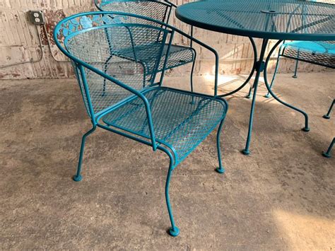 Vintage Wrought Iron Patio Set In The Manner Of Russell Woodard For