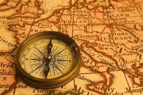Map Of Europe With Compass Compass And Map Of Europe — Stock Photo