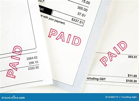 Three Invoices With Paid Stamp Royalty Free Stock Photo Image 25485775