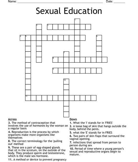 sexual education crossword wordmint