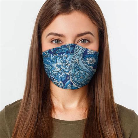 Blue Paisley Face Cover M Multicolored Blue Paisley Face Cover Mask