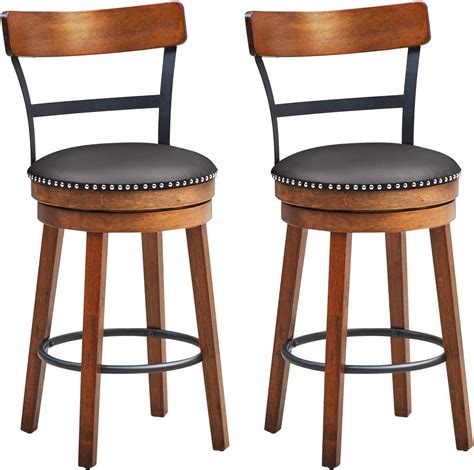 Buy Costway Bar Stools Set Of 2 360 Degree Swivel Stools With Leather