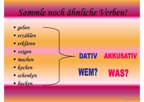 Verben Mit Akk Und Dativ Erganzung Deutsch Daf Powerpoints