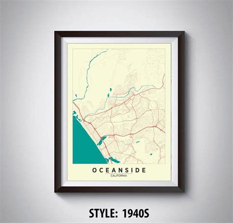Map Of Oceanside CA Oceanside Map Oceanside Poster Etsy Map Custom Map Oceanside