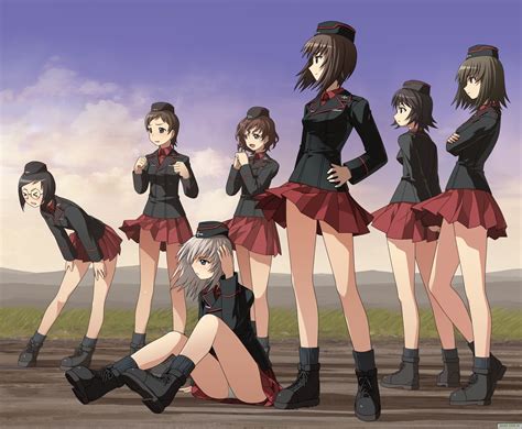 Army Girl Group Of Women Legs Women With Hats Anime Anime Girls