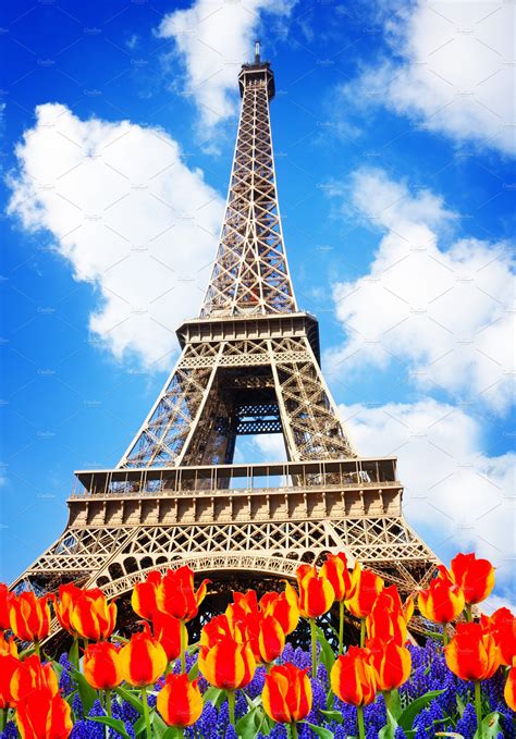 Eiffel Tower at spring, Paris ~ Architecture Photos ~ Creative Market
