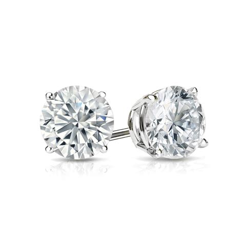 Enclosed White Gold Platinum Round Diamond Stud Earrings Sarkisians