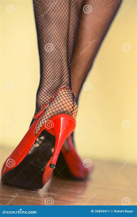 Female Legs In Heels And Fishnets Stock Image Image Of Woman High