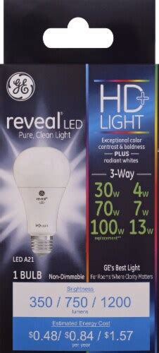 Ge Reveal Hd Led 41016 Watt 3070100 Watt A21 3 Way Light Bulb 1