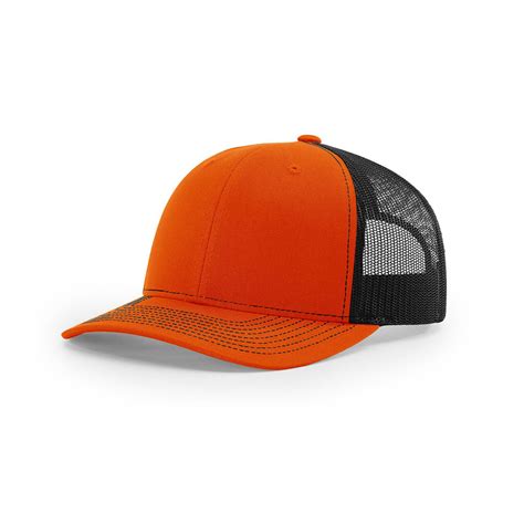 Richardson Orangeblack Mesh Back Split Trucker Hat