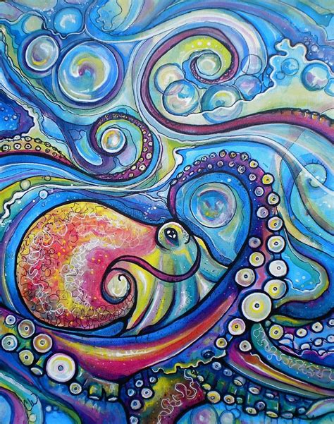 Colleen Wilcox Art Recent Artwork Octopus Painting Octopus Art
