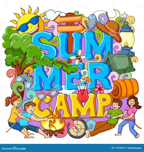 Summer Camp Poster Stock Vector Illustration Of Adventure 71723919