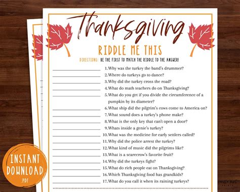 Printable Thanksgiving Jokes And Riddles Riddles Blog
