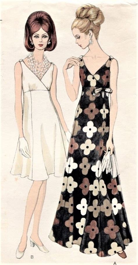 1960s Elegant Evening Gown Cocktail Party Dress Pattern Vogue 7477 Figure Flattering Surplice