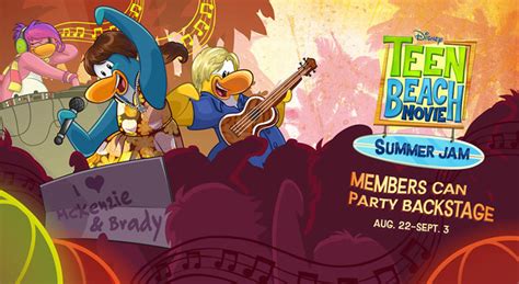 end of summer party at club penguin teen beach movie style rockin mama™