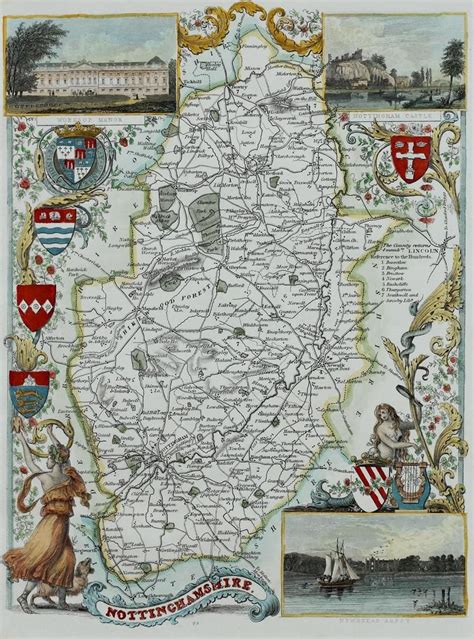 Nottinghamshire Antique Map By Thomas Moule Circa 1842 £9500