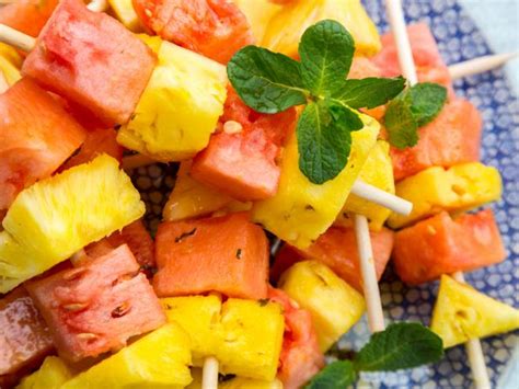 Chilled Pineapple And Watermelon Skewers With Mint Syrup Recipe Sarah