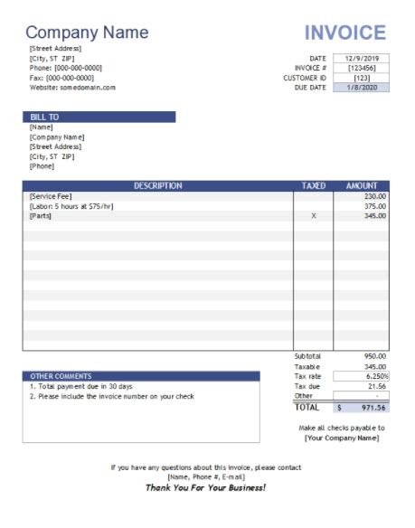 4 Free Invoice Template Excel Sample Template Business Psd Excel