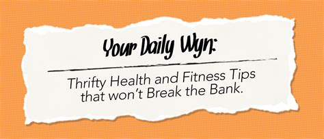 Thrifty Health And Fitness Tips 2018 Resolutions Wynsors