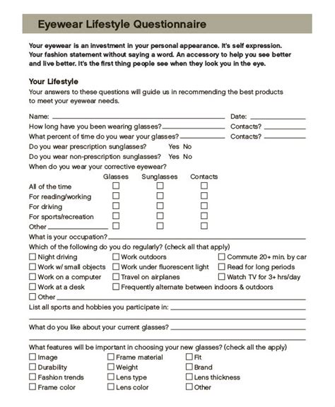 Lifestyle Questionnaire 8 Examples Format Pdf Examples