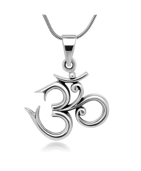Sterling Silver 19 Mm Aum Om Ohm Sanskrit Symbol Yoga Charm Pendant