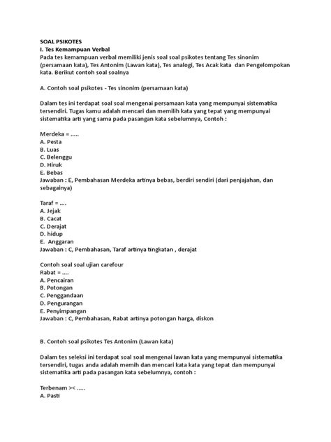 8 macam tes psikotes yang penting diketahui. SOAL PSIKOTES