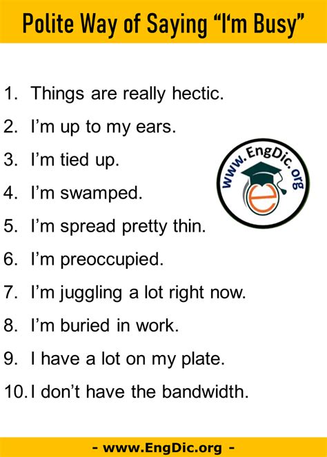 10 polite way of saying i m busy in english engdic