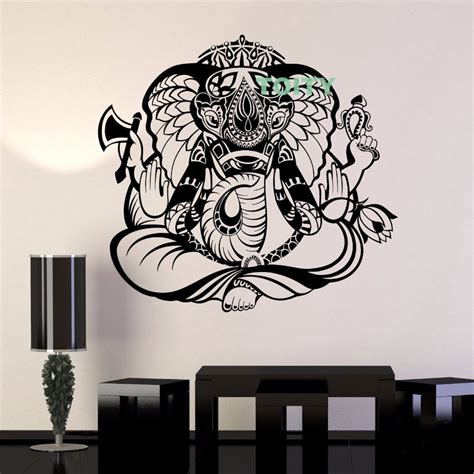 Vinyl Wall Decal Ganesha India Hindu God Ornament Hinduism Sticker